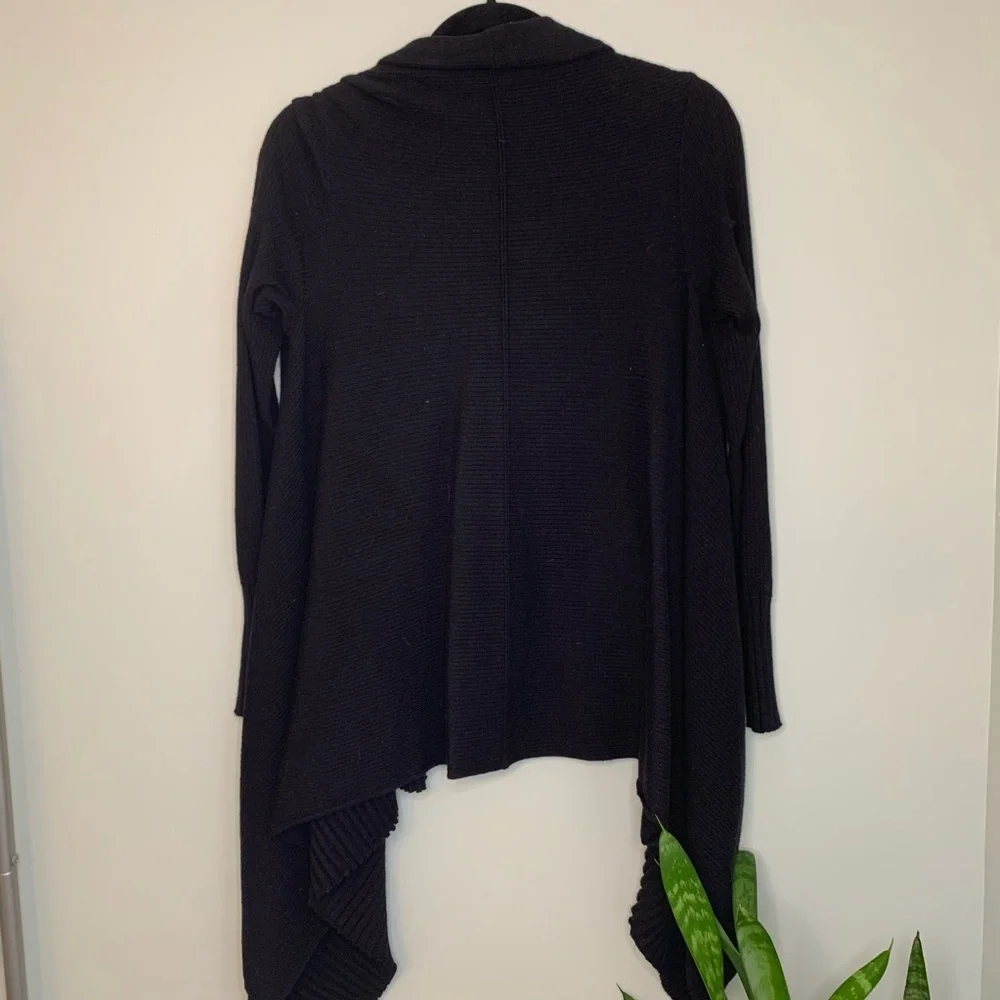 Zara Knit Waterfall Open Front Cardigan Black Sm